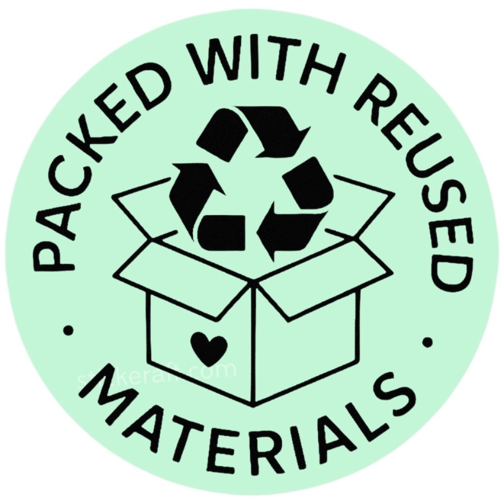 Packed With Reused Materials Stickers – 2" for Eco-Friendly Shipping – 100 PCS - Picture 2 of 15